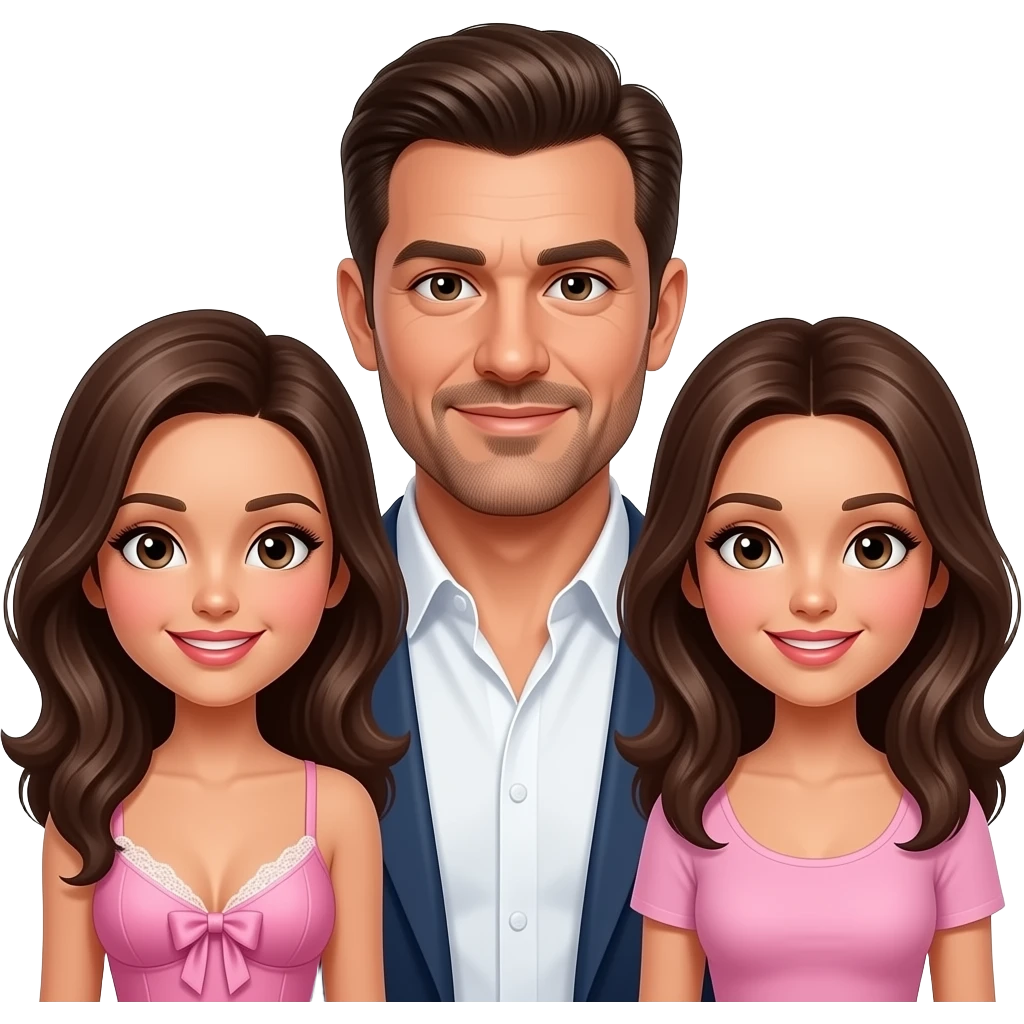 sugar daddy with three brunette sugar babies emoji