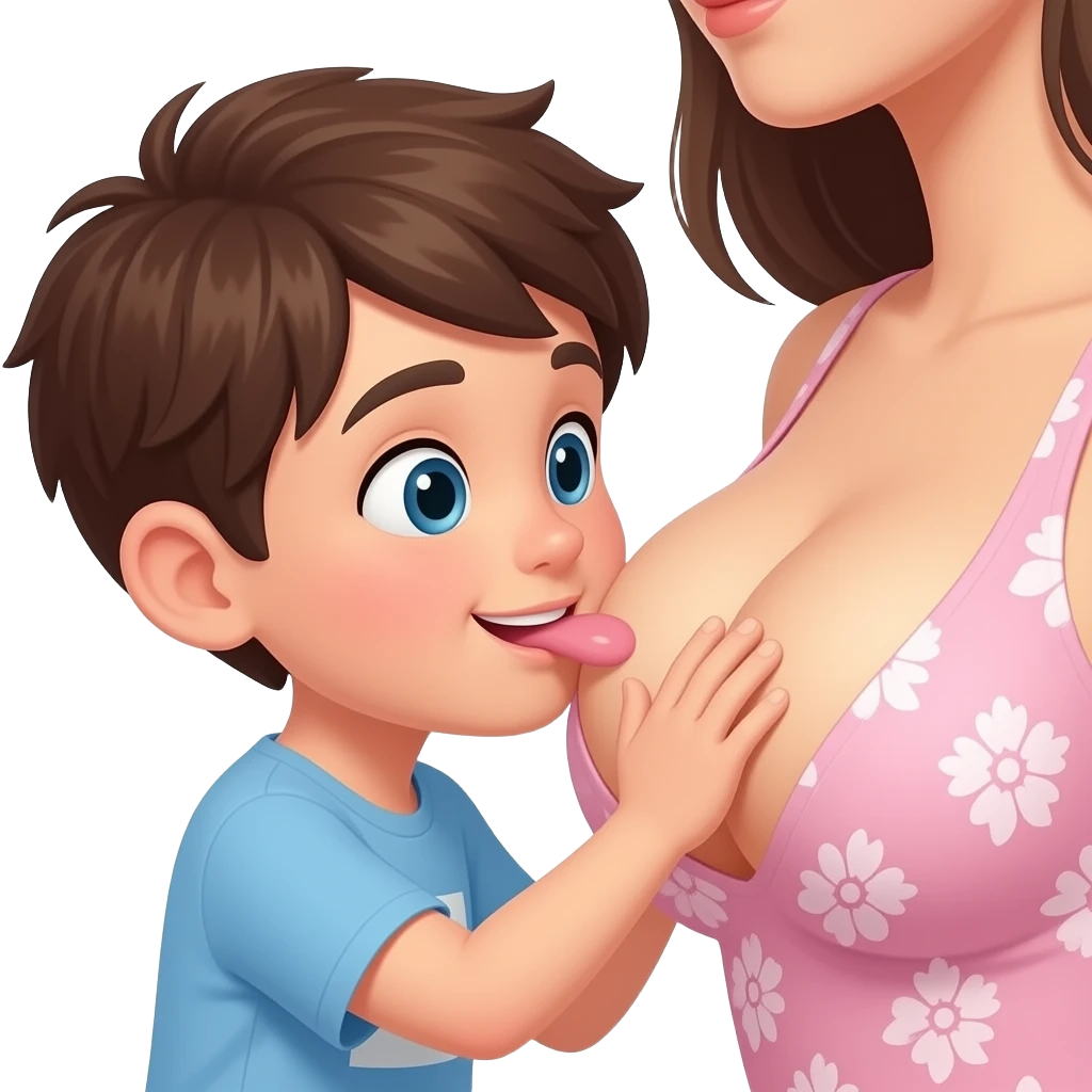 Boy sucking a women's breast emoji