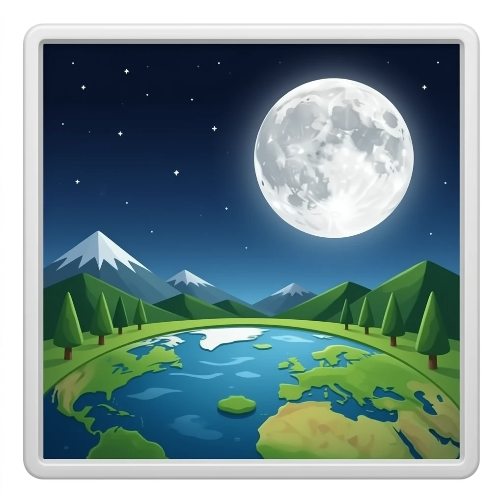 Moon looking at Earth emoji