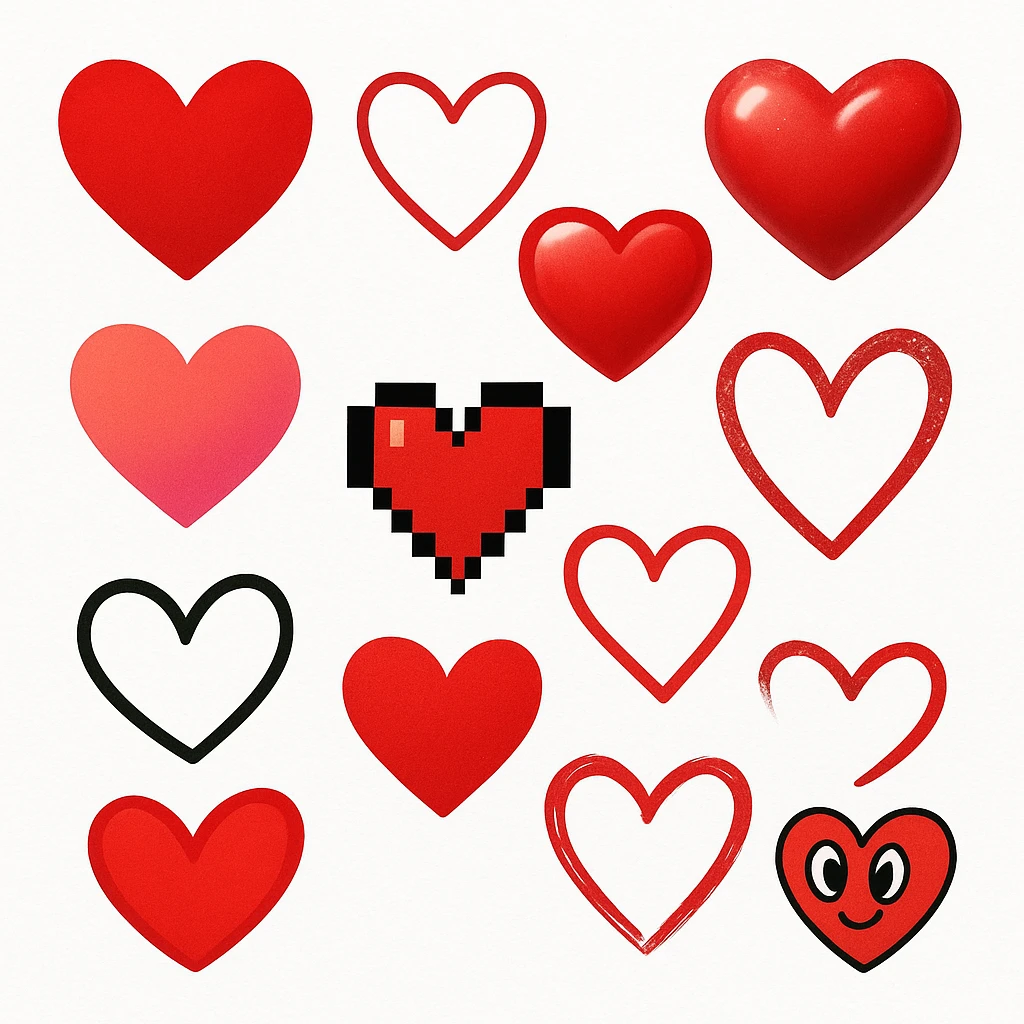 show more heart style emoji