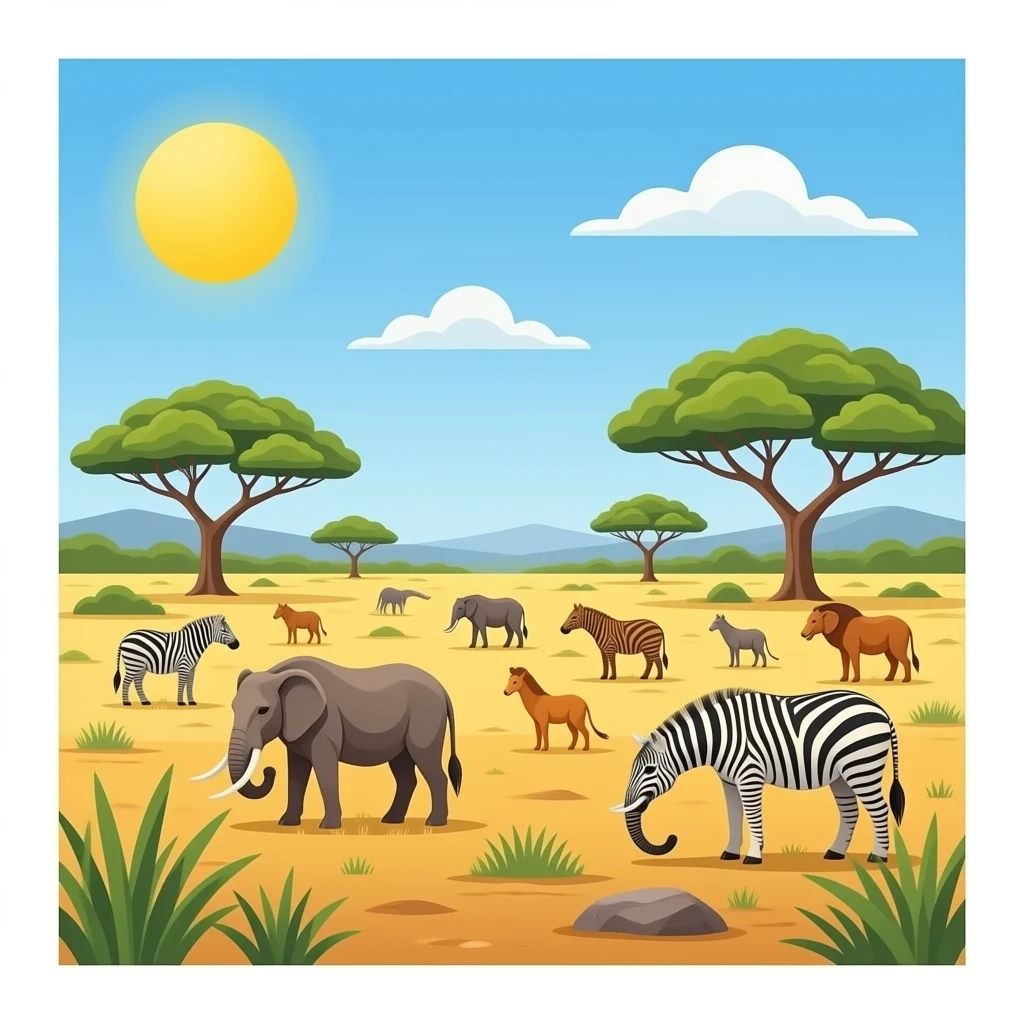 africa safari savanna with animals 3d realistic emoji