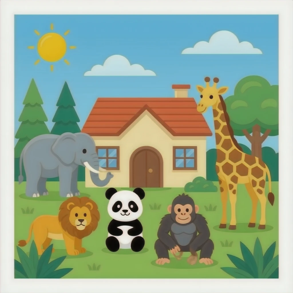 Zoo 🏢🐘🦁🐼🦍🐒🦒in Google Noto Color Emoji emoji