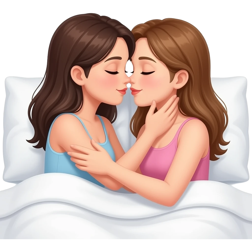 2 girls love in bed emoji