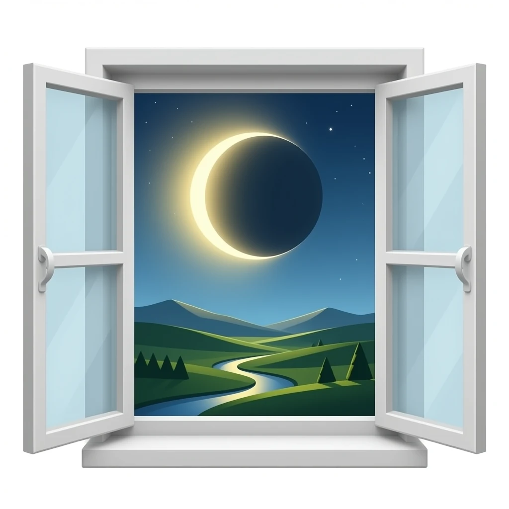 window view from bedroom at eclipse emoji