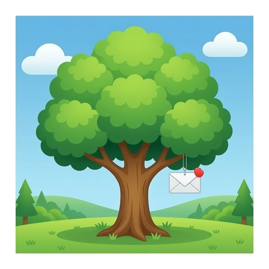 편지 아이콘 ✉️이 매달려있는 나무 emoji