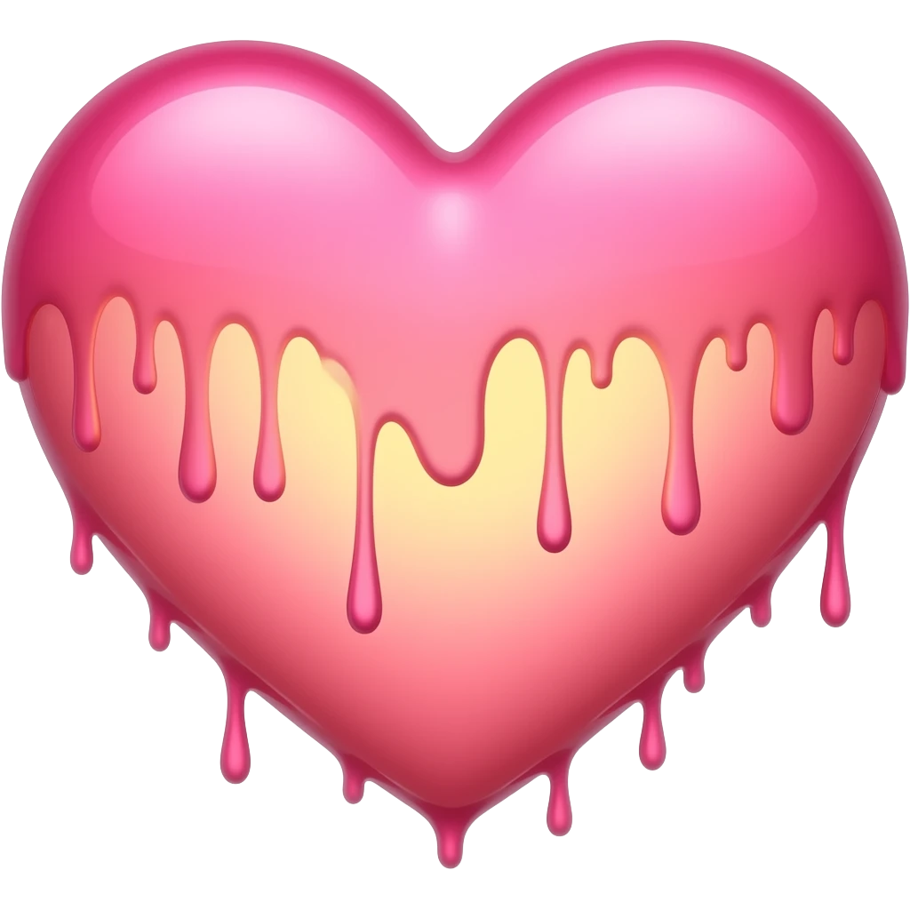 dripping bleeding pink heart glowing pink yellow warmth emoji