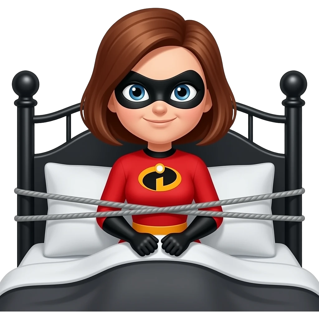 Helen Parr, Mrs. Incredible, Elastigirl, Tied to a black bed emoji