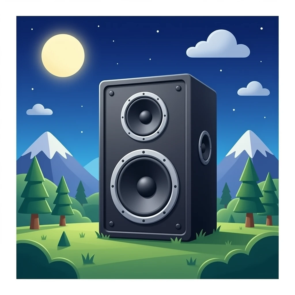 large rave speaker tower, cartoonish emoji