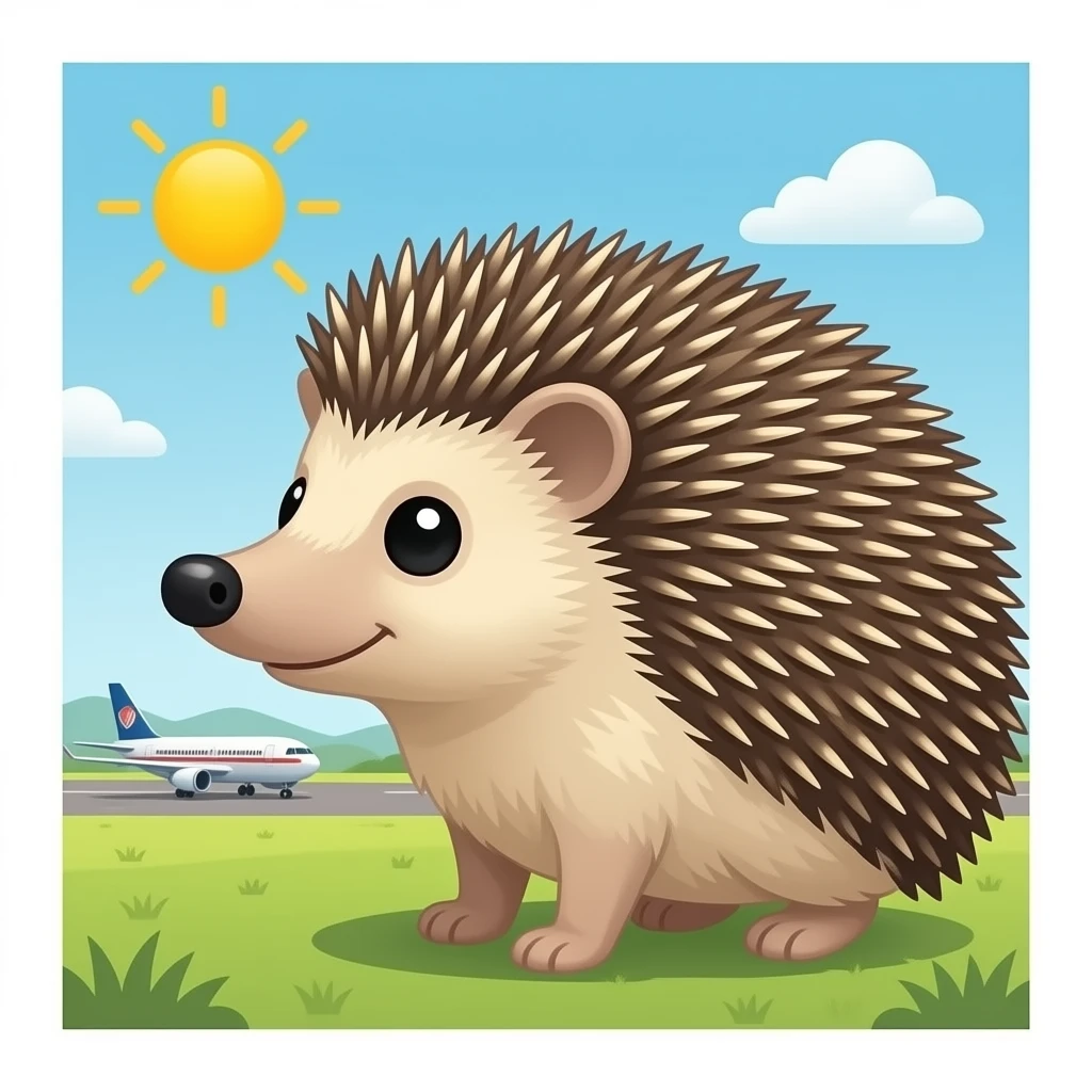 Hedgehog and airport emoji