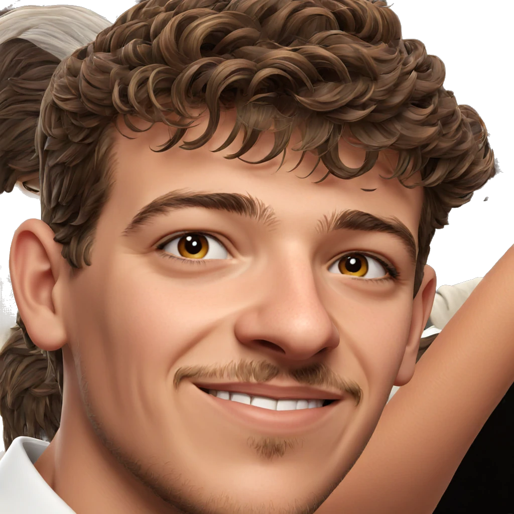 smiling brown haired male portrait emoji
