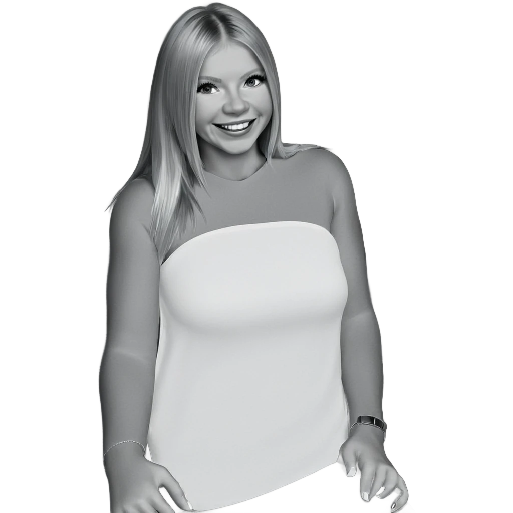 smiling girl in monochrome emoji