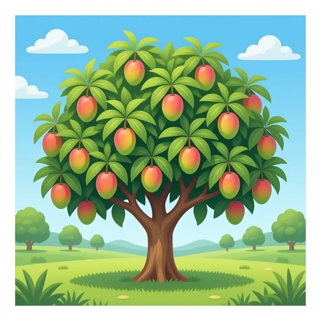 Mango tree, very less mango emoji
