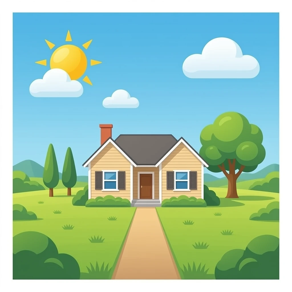 a house on an empty field emoji | AI Emoji Generator