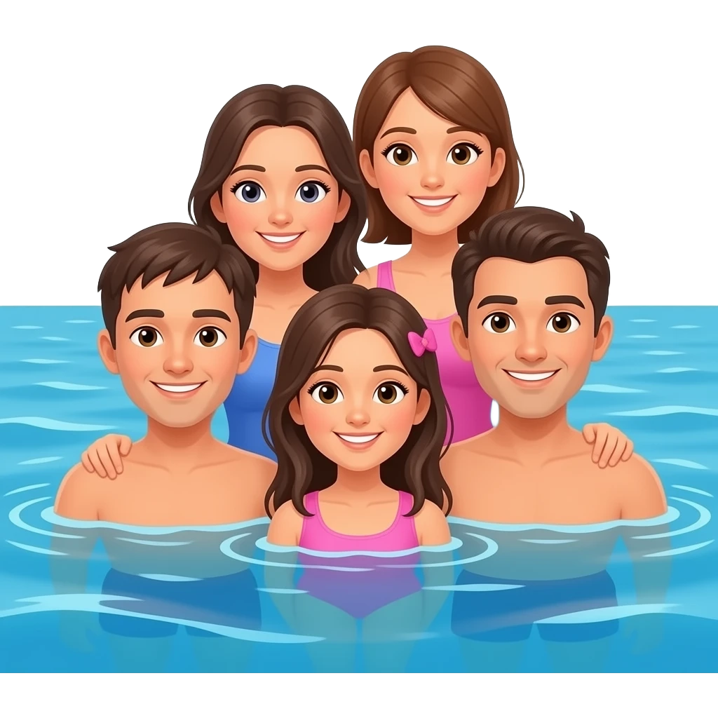 3 brothers and 1 sister with parents seen in seas emoji