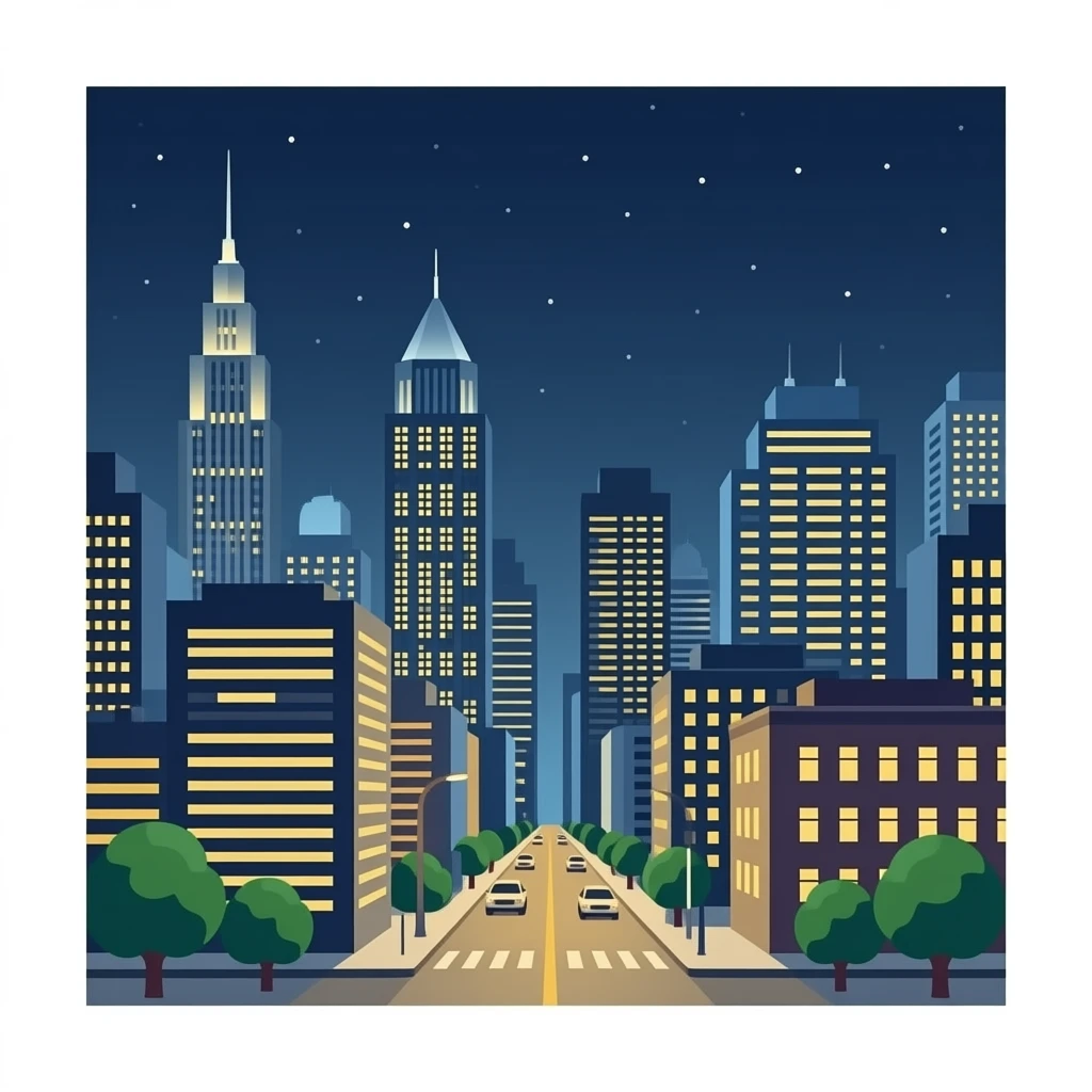 edificio urbano de noche emoji