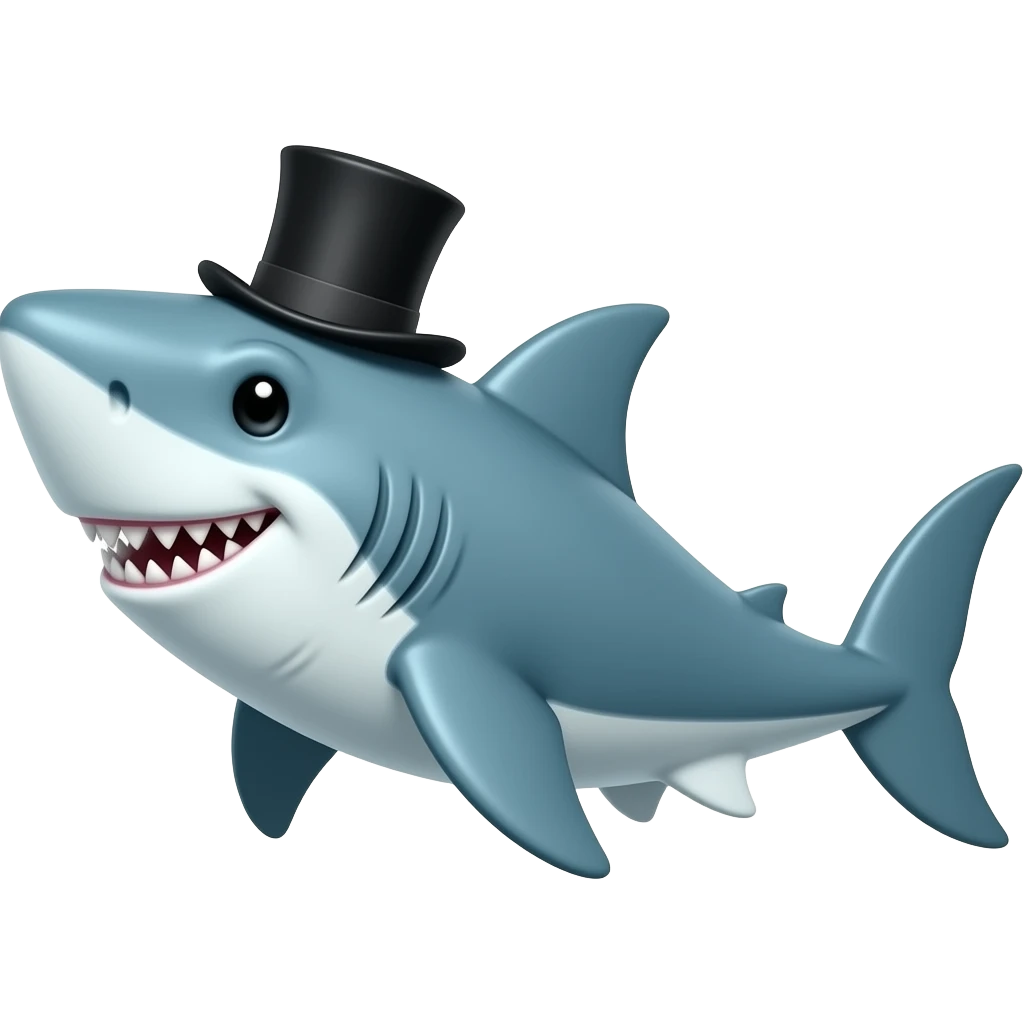Shark with a top hat emoji