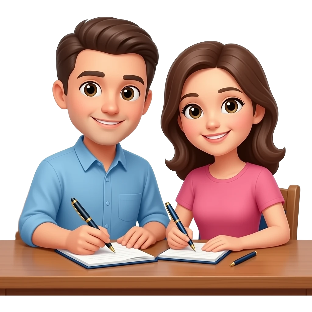 Couple writing emoji