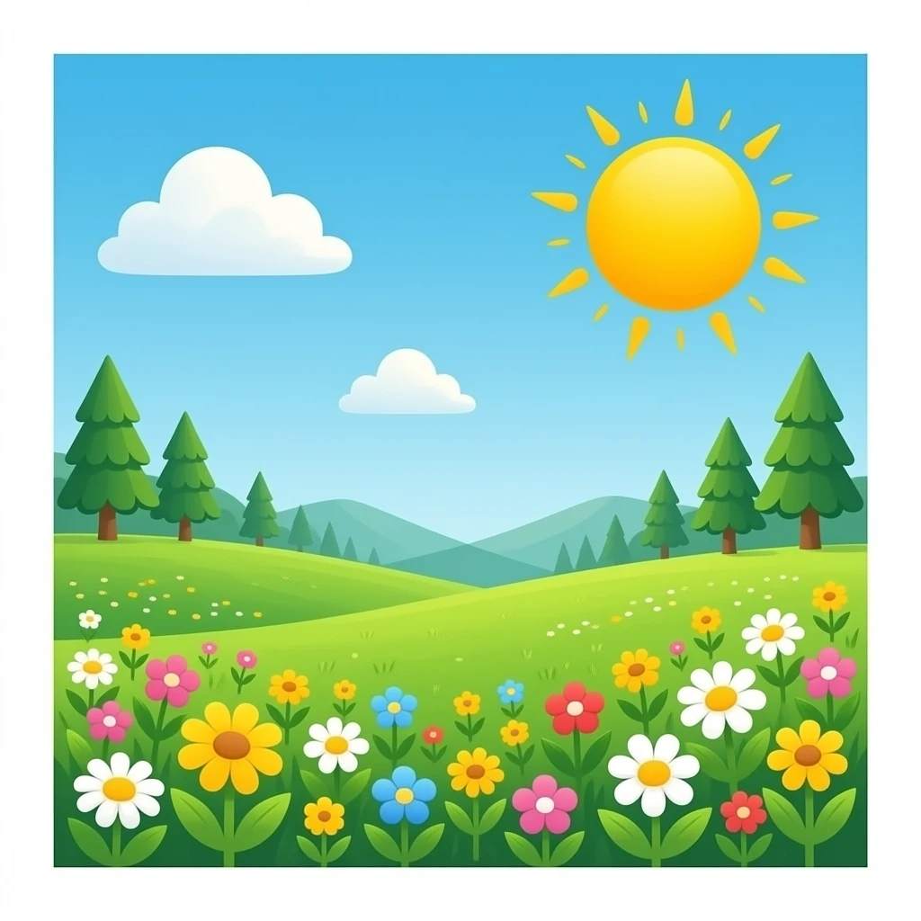 Sol e flores emoji