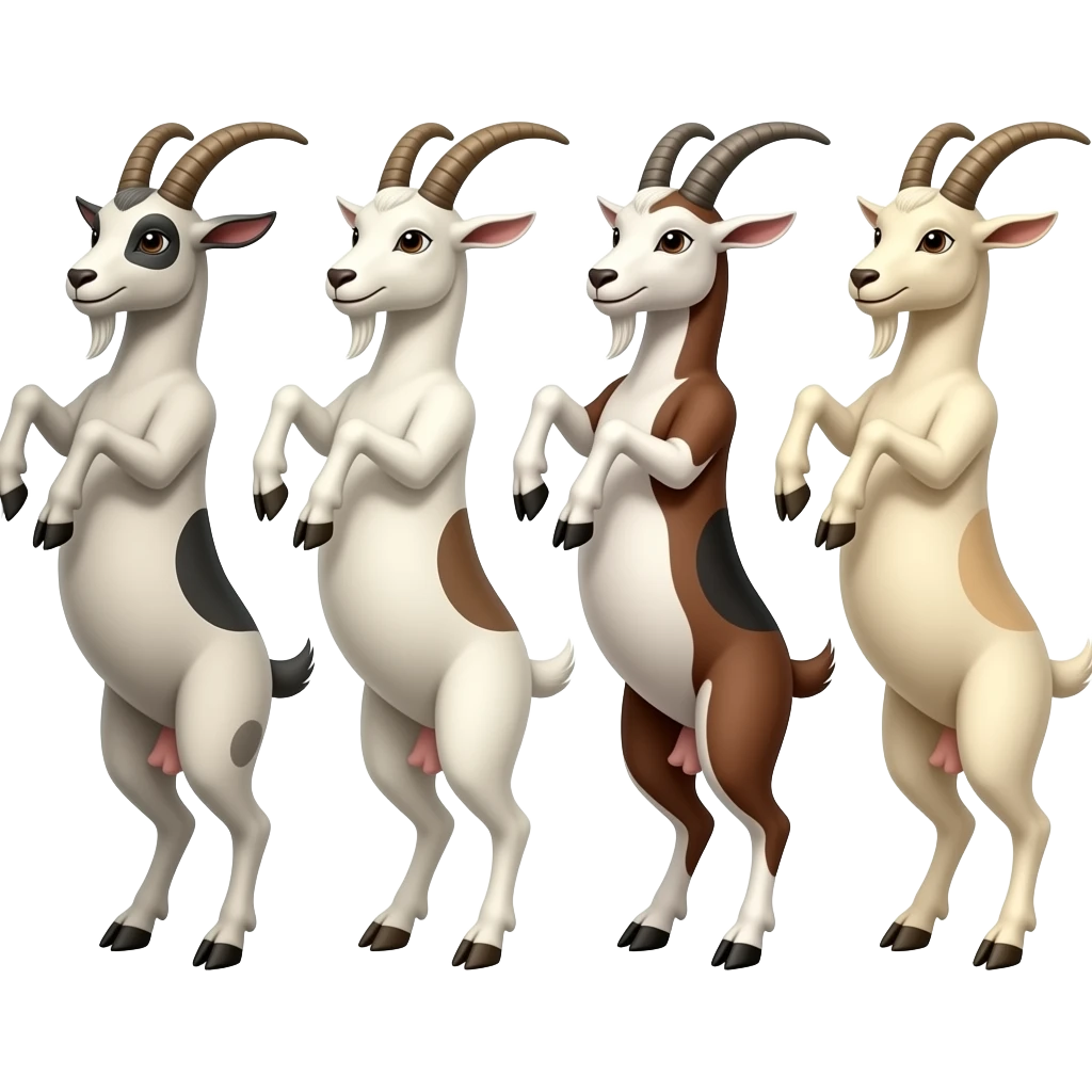 4 goats dancing upright emoji