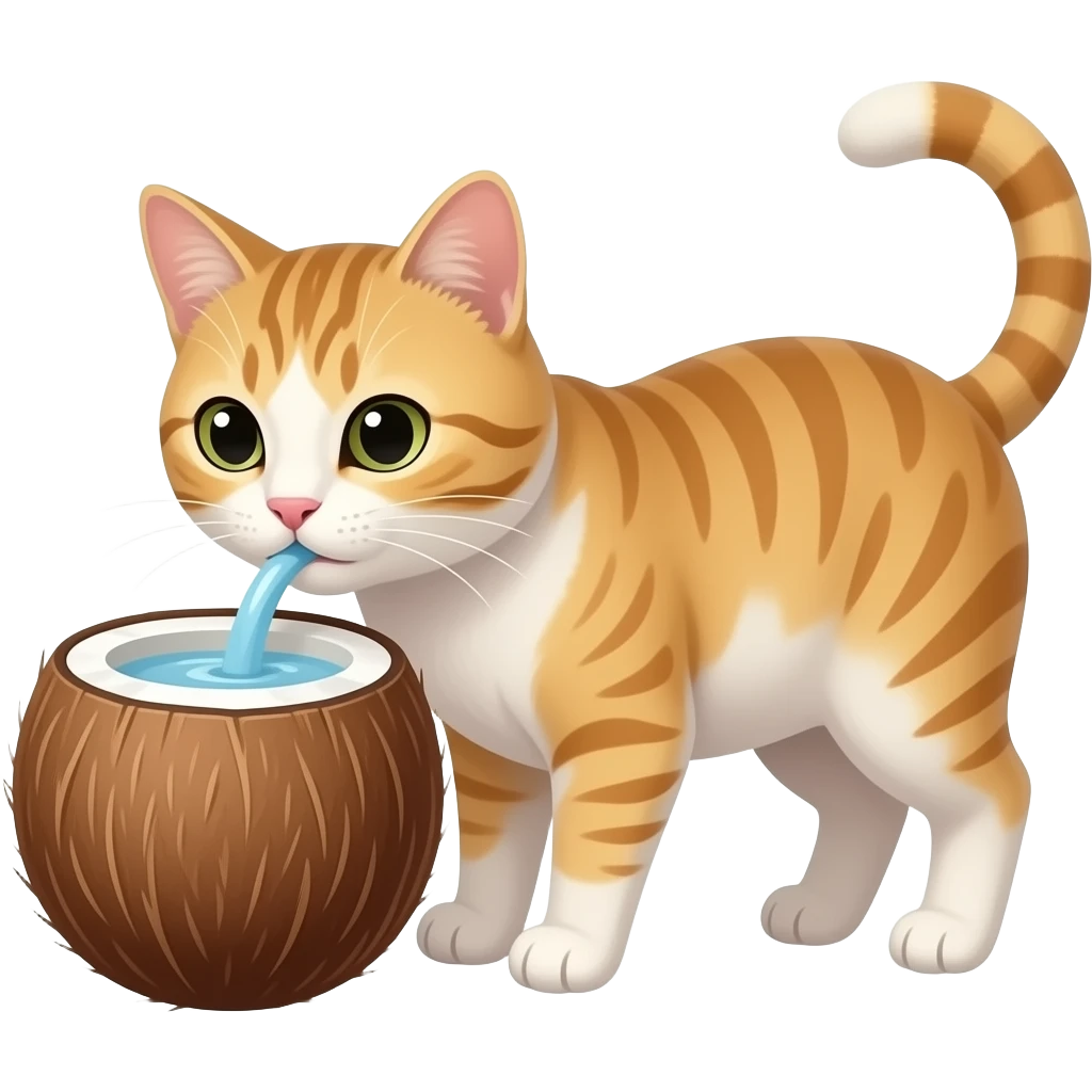 Cat drinking coconut emoji