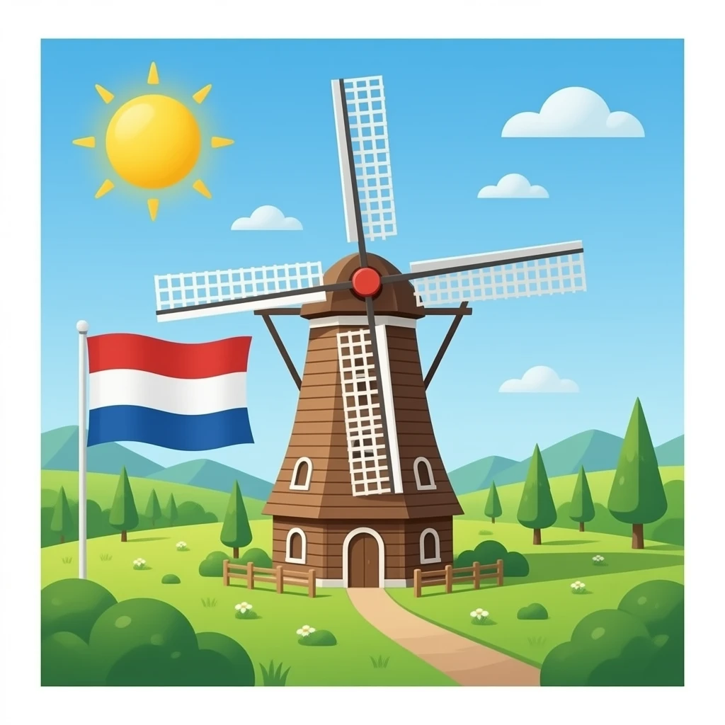 windmil with a netherland flag emoji