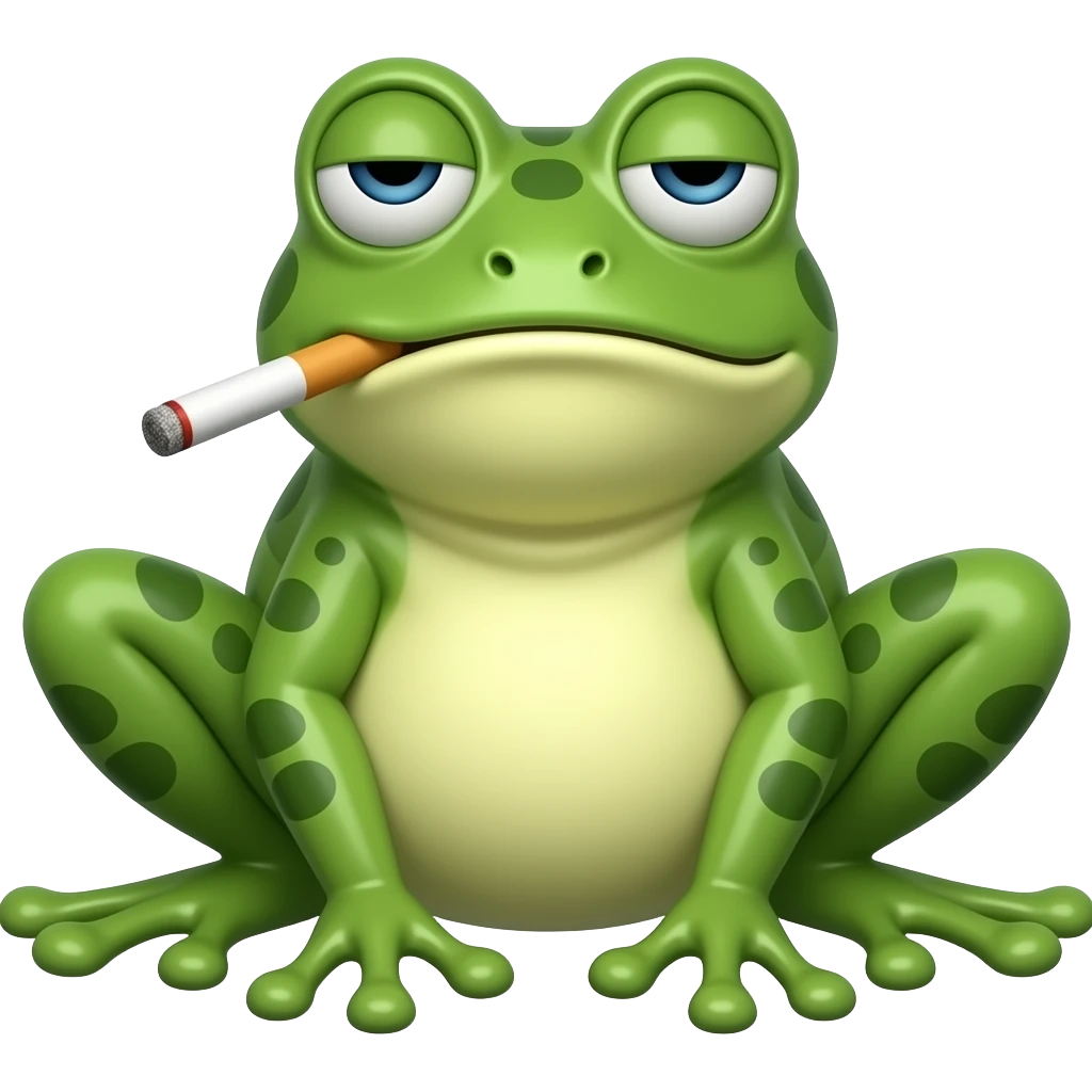 tired frog smoking a cigarette emoji
