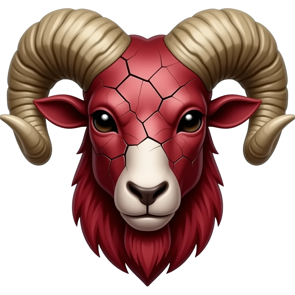 «Голова барана, тёмно-красный, трещины, эмодзи» emoji