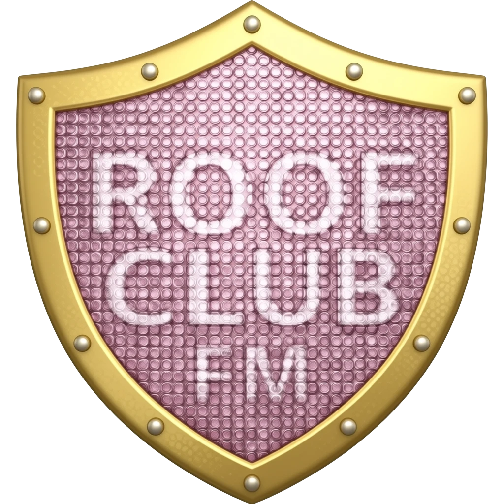 glitzer schild mit roof club fm emoji