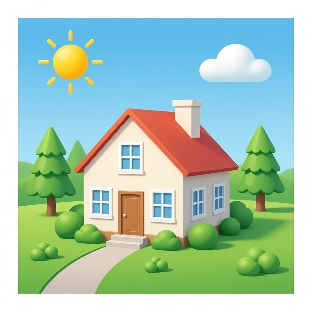 Create high-quality glossy emojis with a vibrant modern style.Make the emojis look premium, shiny, and eye-catching with bright highlights, smooth gradients, soft reflections, and glowing details. house emoji emoji