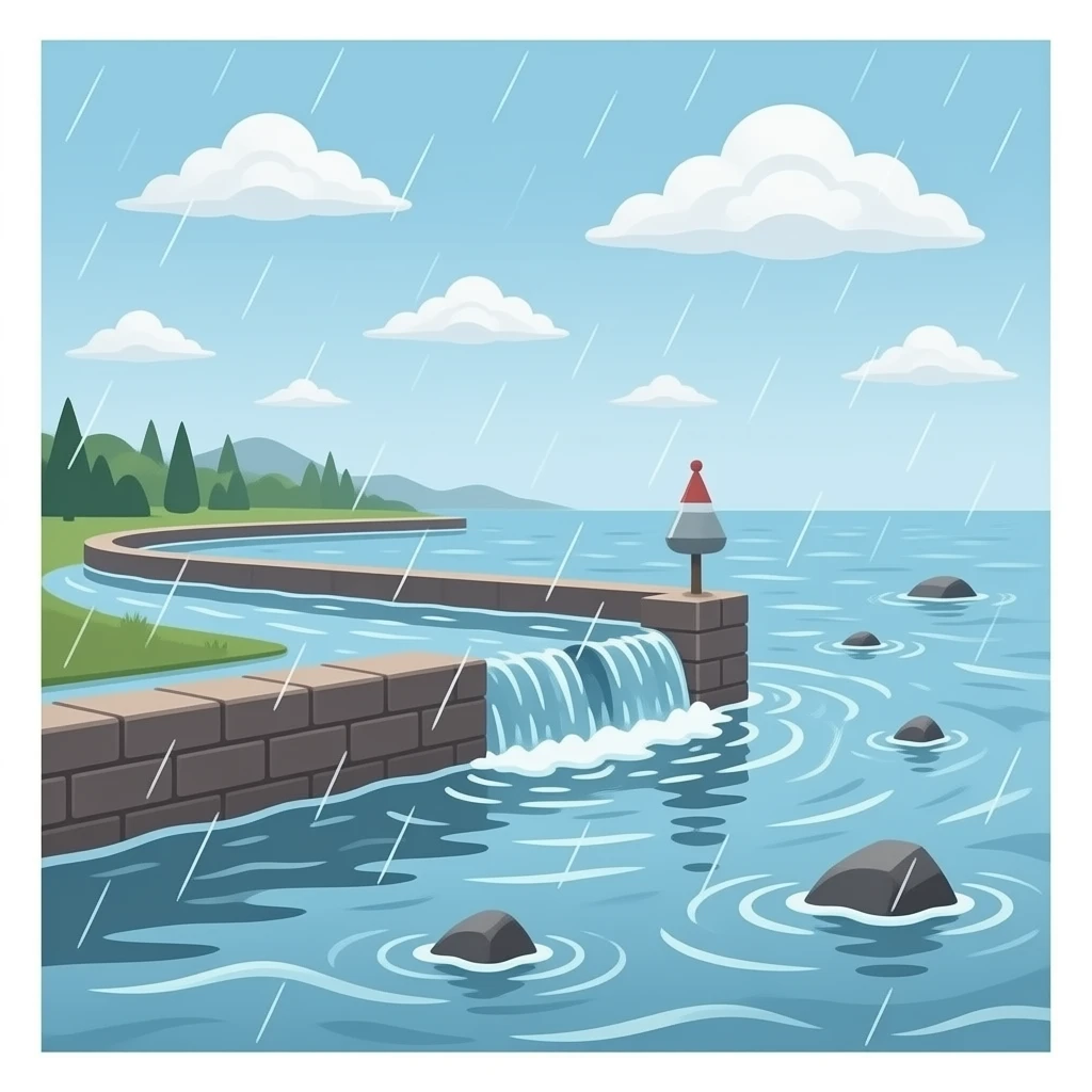 flood waters breaching sea wall emoji