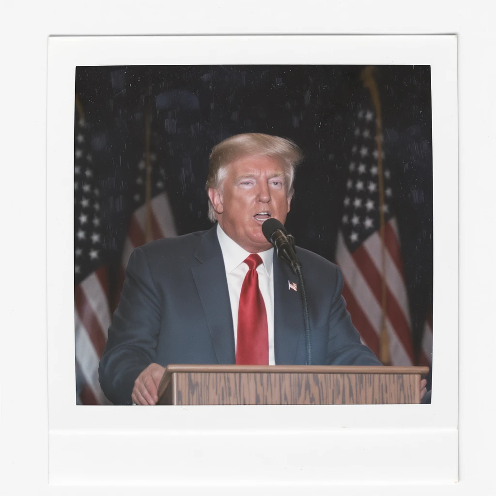 Donald Trump speaking at a rally emoji