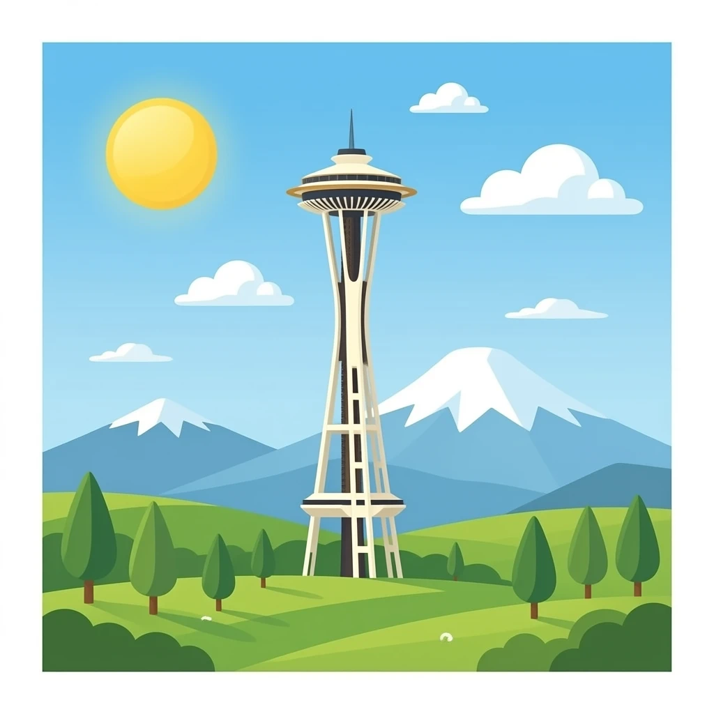 the space needle on white background emoji