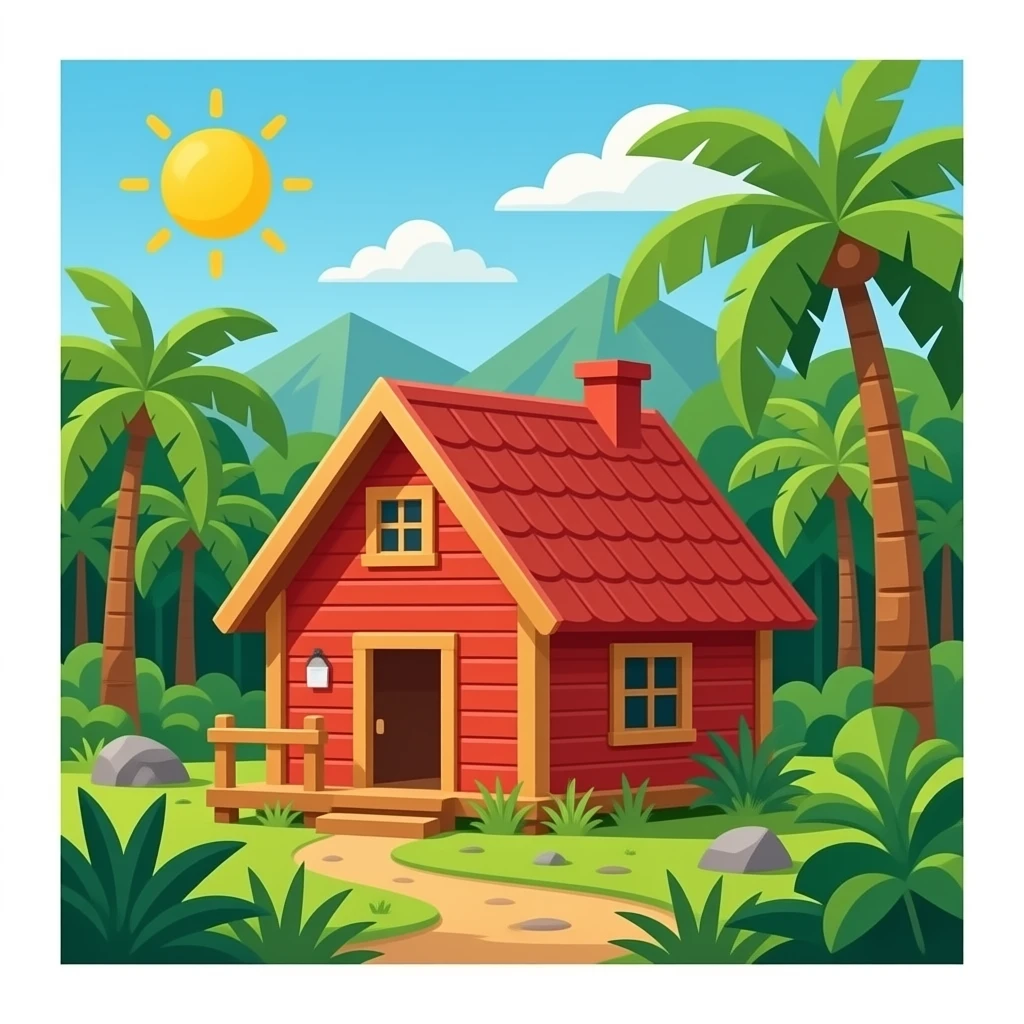 red cabin in the jungle emoji
