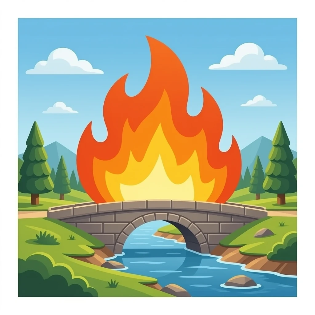 A burning bridge emoji