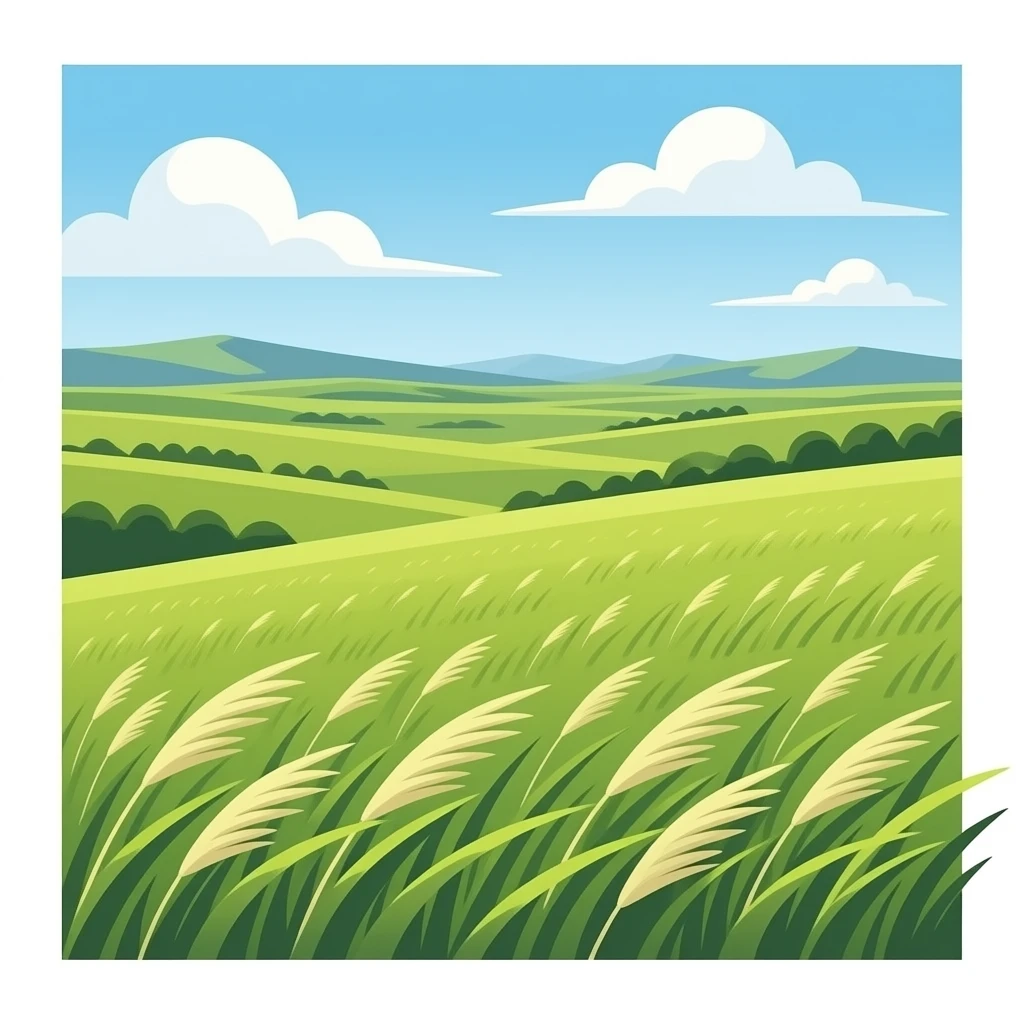a steppe landscape with steppe grass bent by the wind top view emoji ...