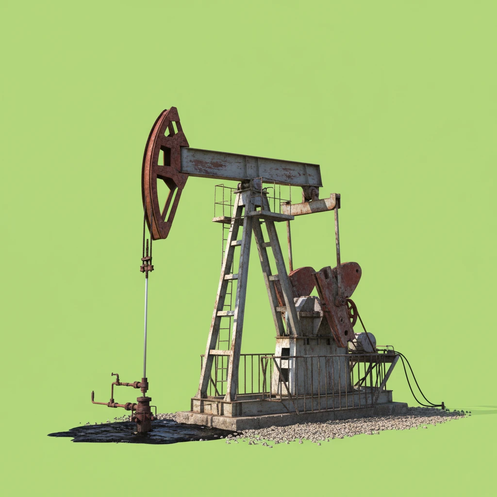 реалистично сгенерируй станок-качалку нефти на однотонном кислотно зелёном фоне emoji