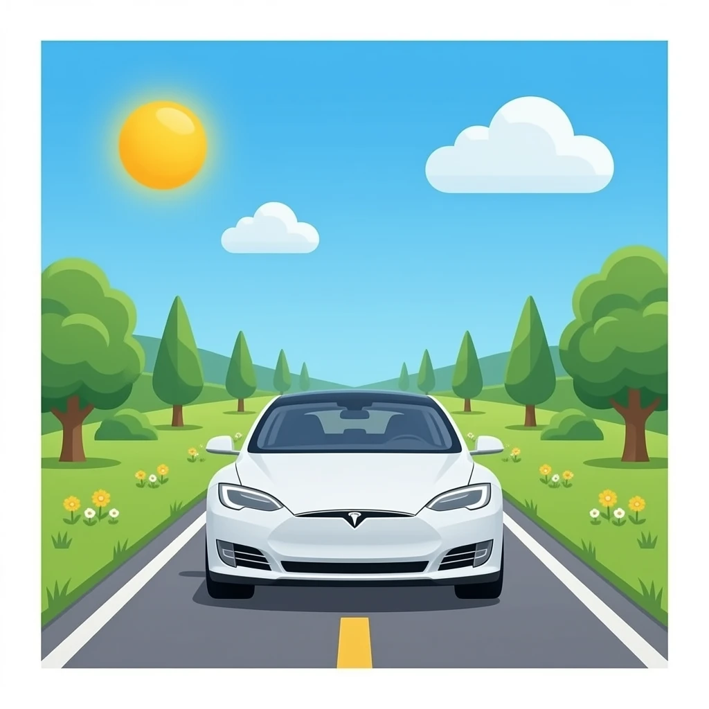 spatial path/road ahead of a tesla emoji