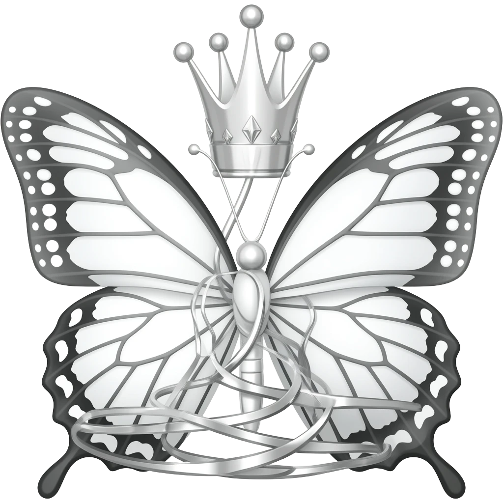 silver butterfly designed crown emoji