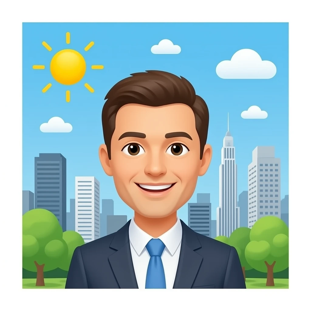 yellow smiley face in a big city emoji