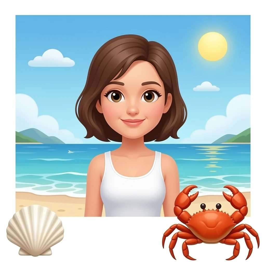 🧍🏼‍♀️🏖🐚🦀 emoji