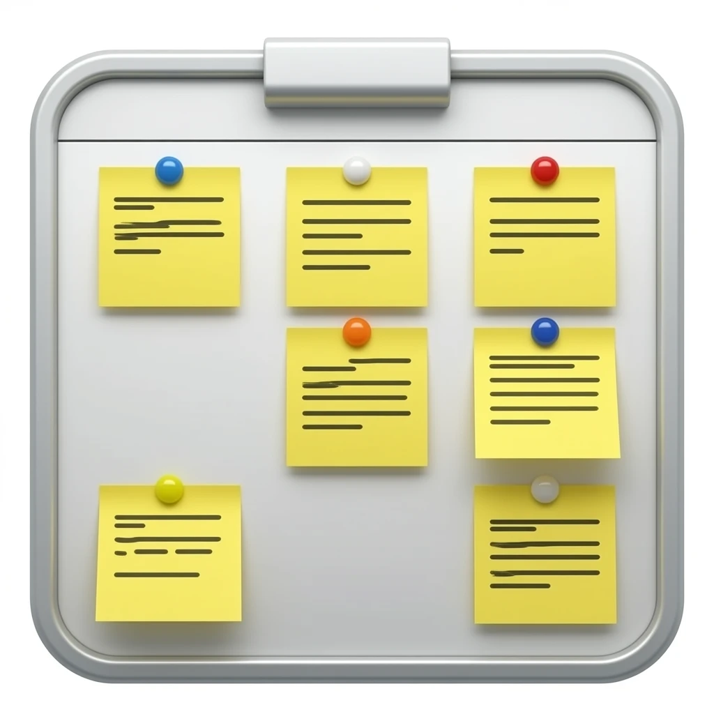 project task board with yellow stickers ios emoji
