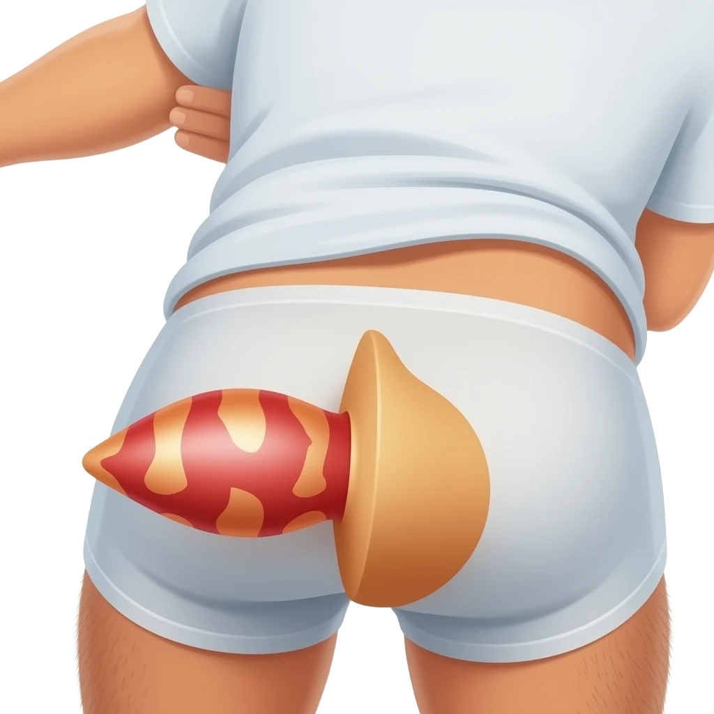 Man pushing dildo into his butt emoji
