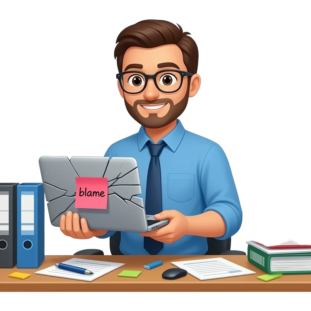 Тема разработка програмного обеспечения. Основной смысл, что процесс тестирования не связан с большой длительностью разработки в целом,но всегда при поиские виновных, виновным оказываются специалисты по функциональному тестированию. Что нибудь разломанное и подпись emoji