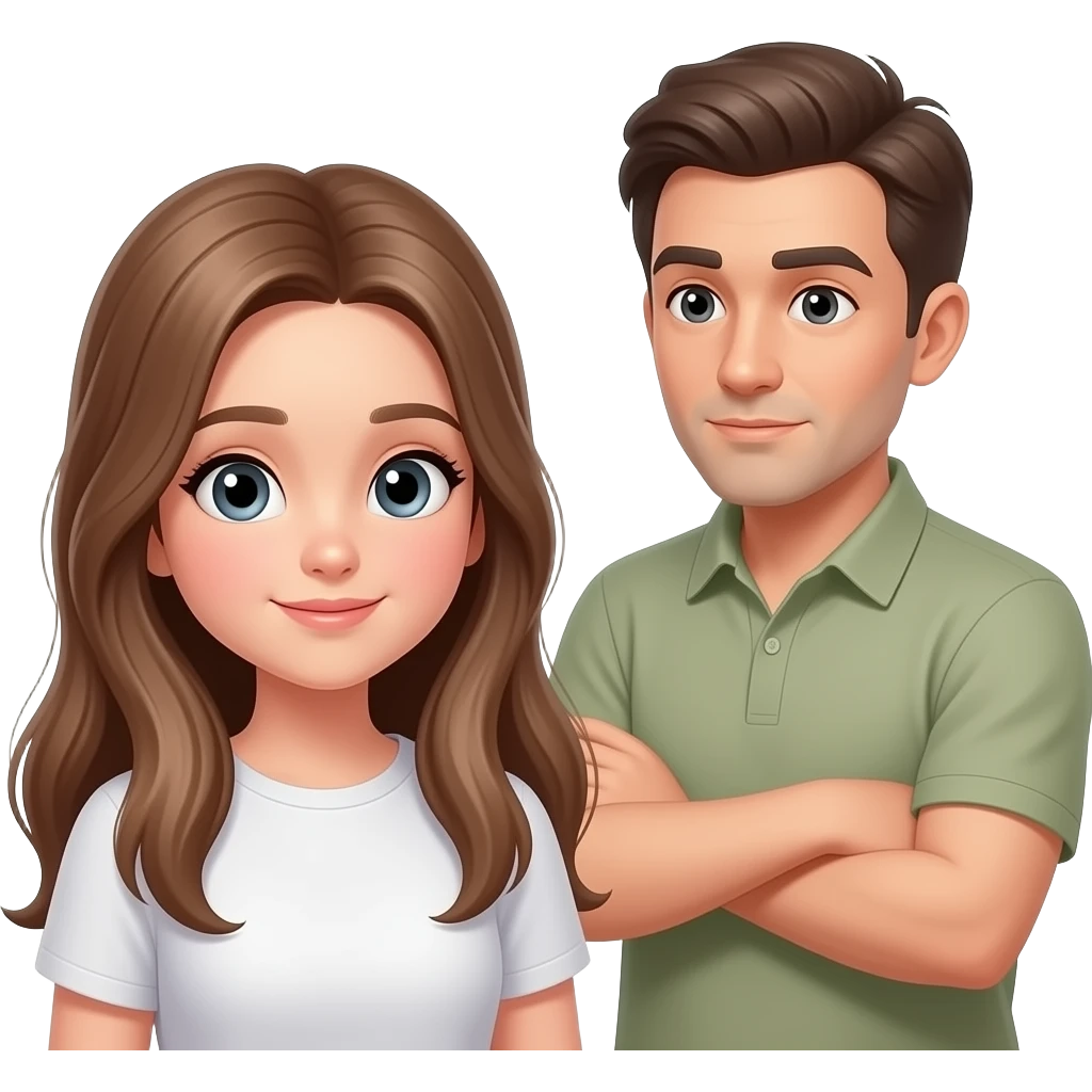 teen girl long hair, asking adult a question emoji