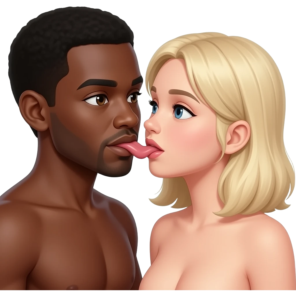 Naked couple black male , white girl licking dick emoji
