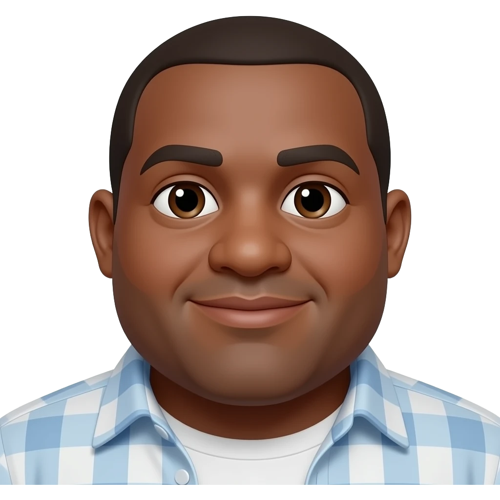 a fat guy with dark skin and a big butt nose emoji