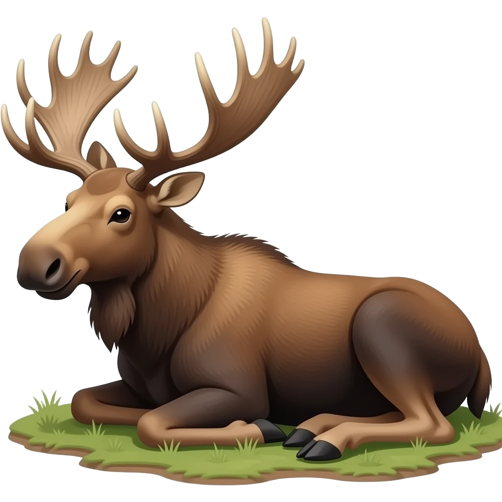 moose resting on the ground, relaxed looking to the left emoji
