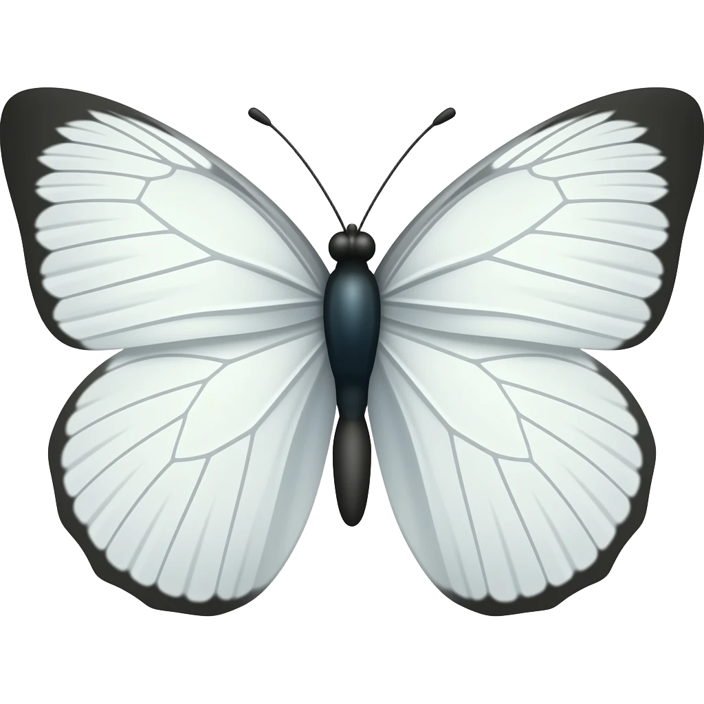 White butterfly closed wings emoji