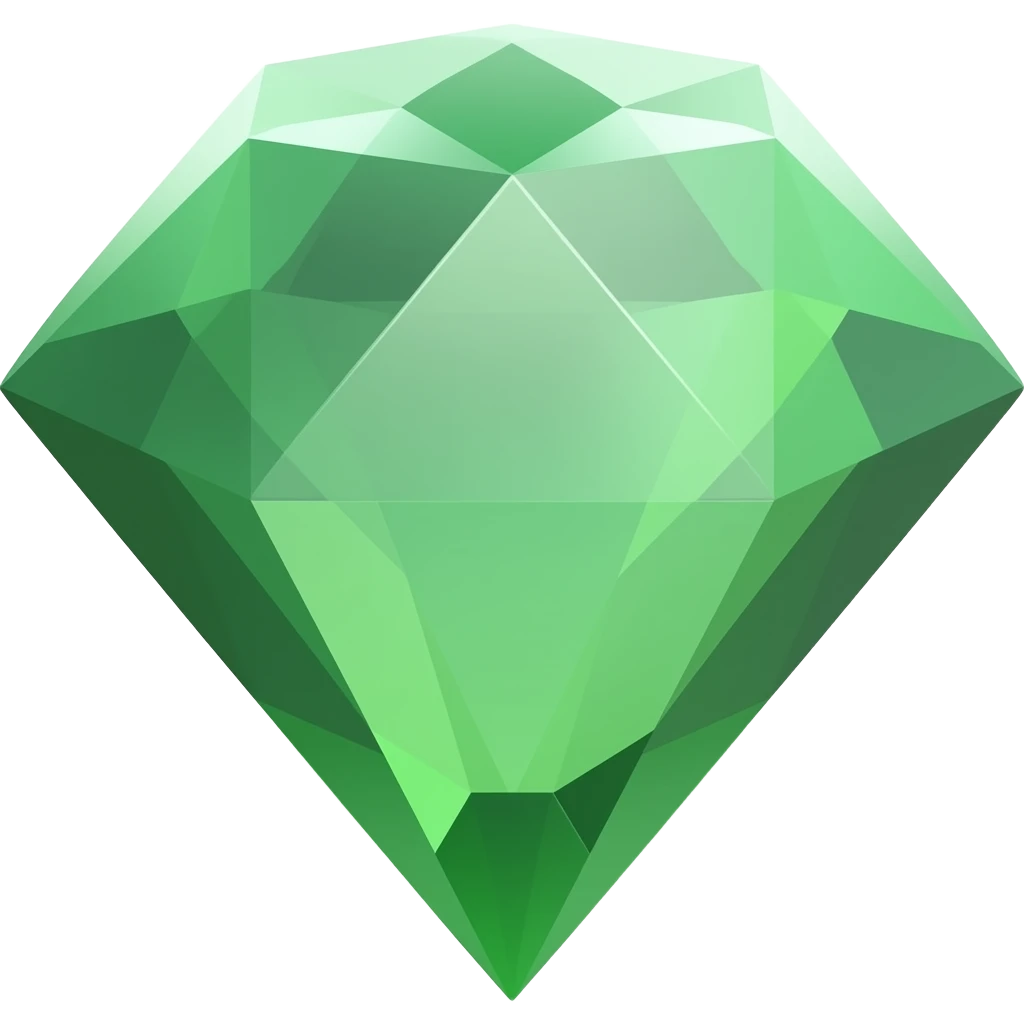 asme un diamante en forma de flowr de color jade emoji