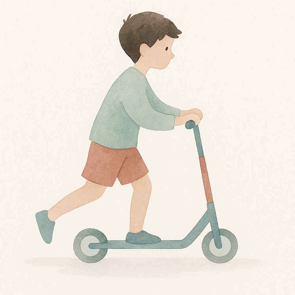 boy riding a scooter emoji